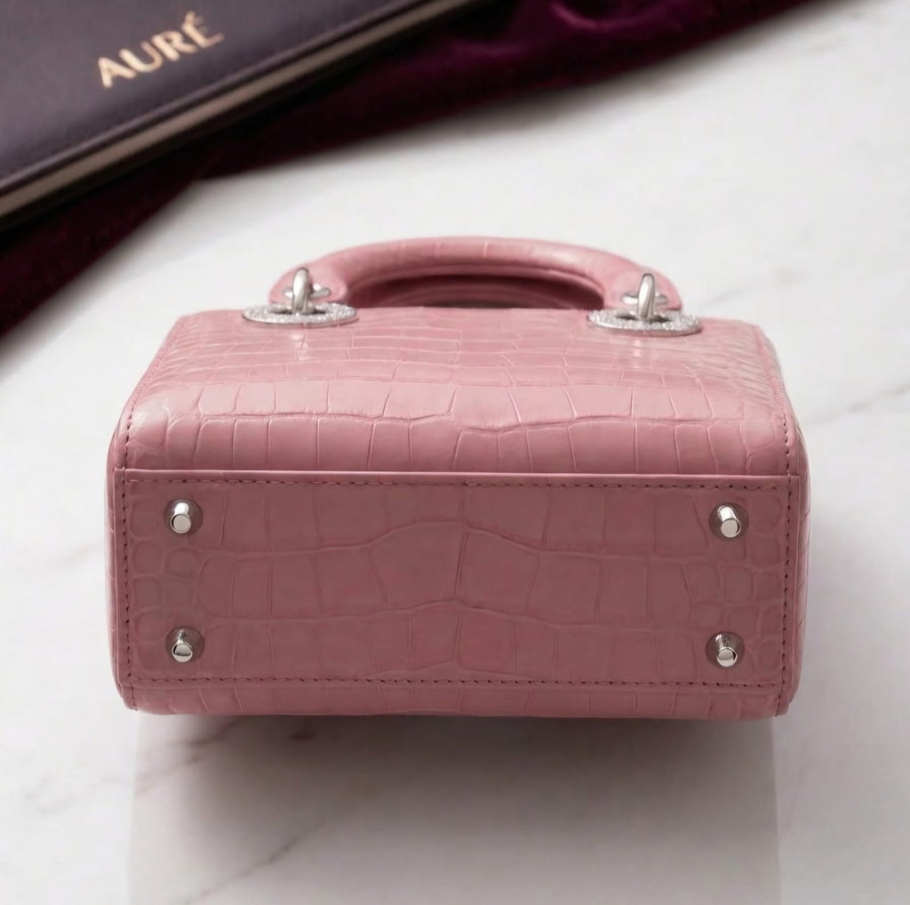 Dior style Premium Crocodile Texture Handbag – Pink
