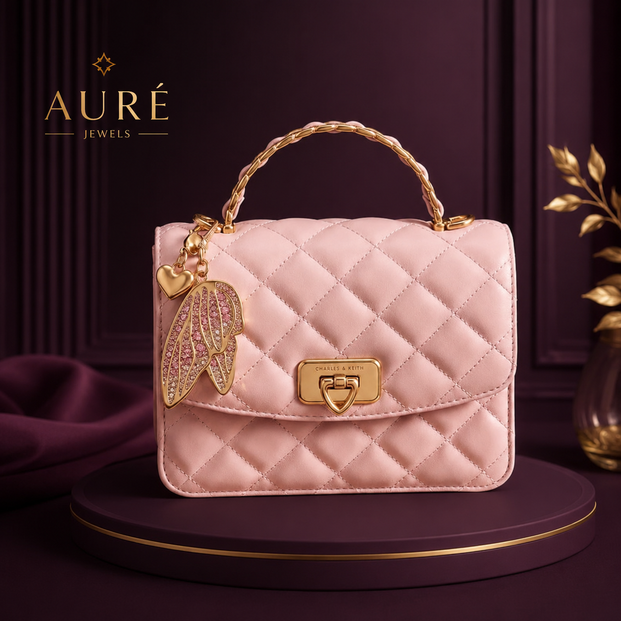 Charles & Keith Style Quilted Mini Handbag for Womens – Pink
