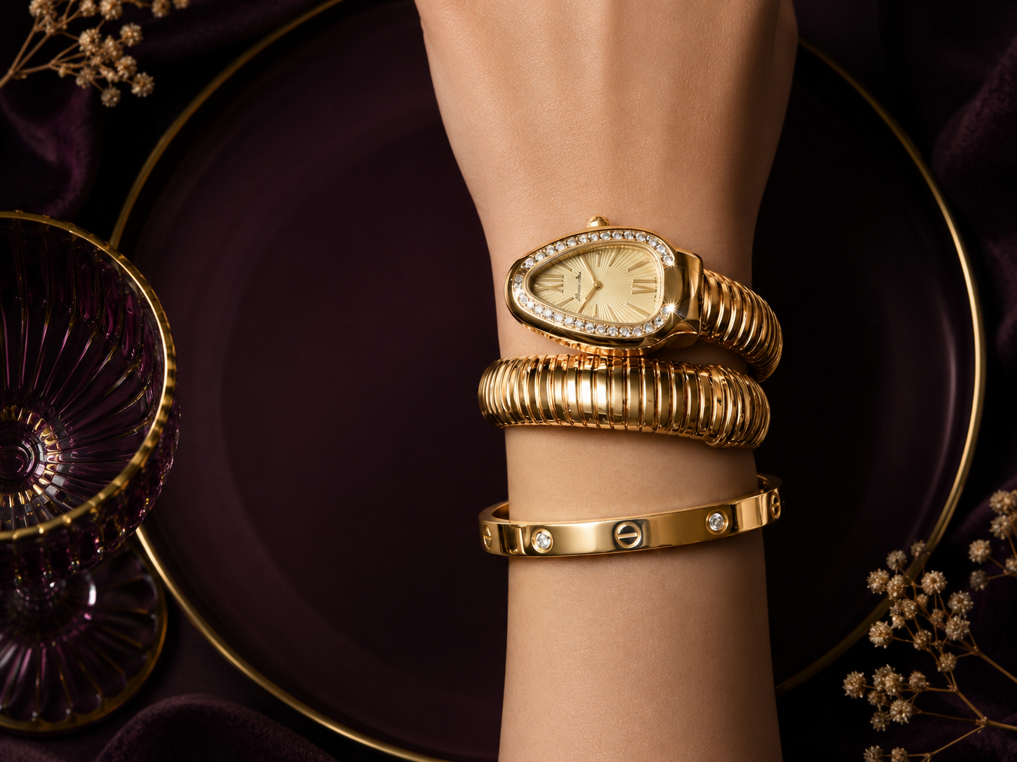 Luxury Women's Snake Wrap Bracelet Watch