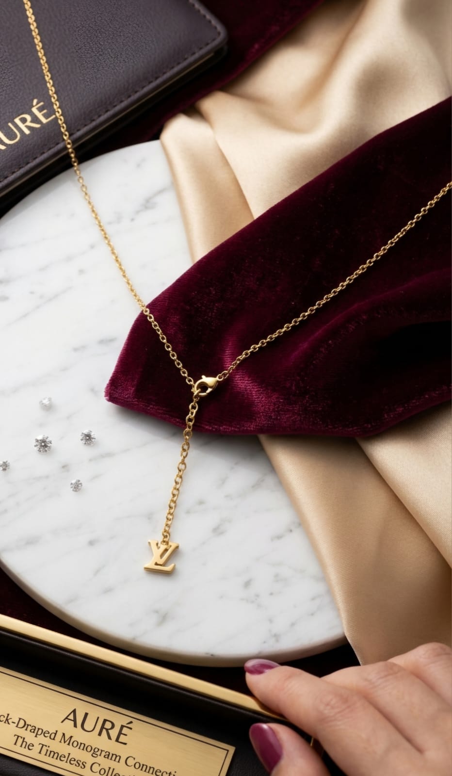 Premium Gold-Plated Monogram Logo Pendant Necklace for Women