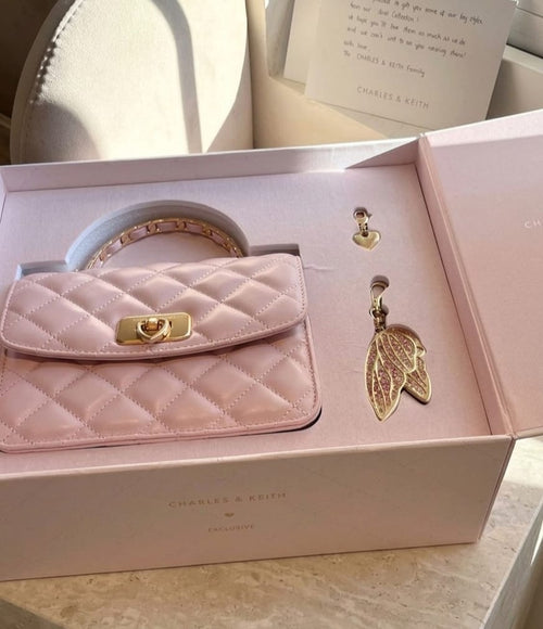 Charles & Keith Style Quilted Mini Handbag for Womens – Pink
