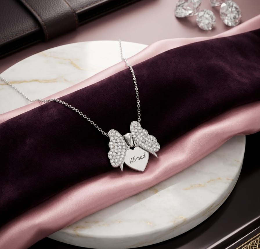 Personalized Custom Name Butterfly Necklace for Women