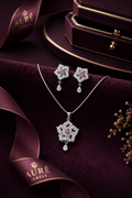 Luxury Geometric Crystal Pendant Set for Women