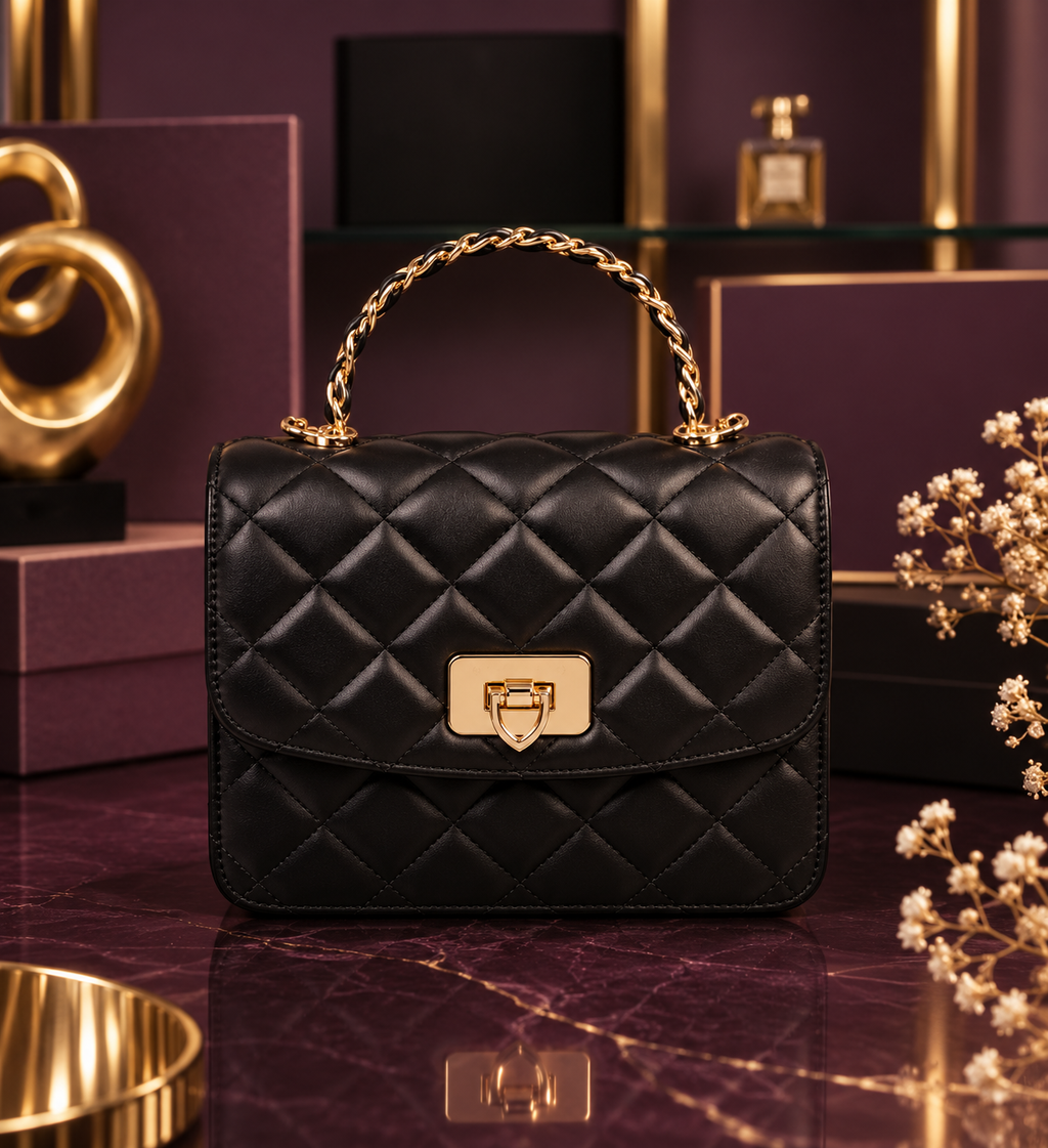 Charles & Keith Style Quilted Mini Handbag for Women– Black