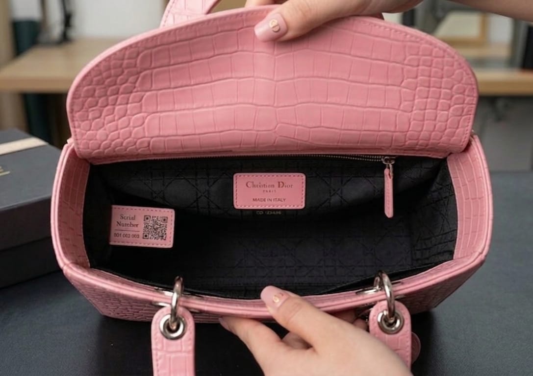 Dior style Premium Crocodile Texture Handbag – Pink