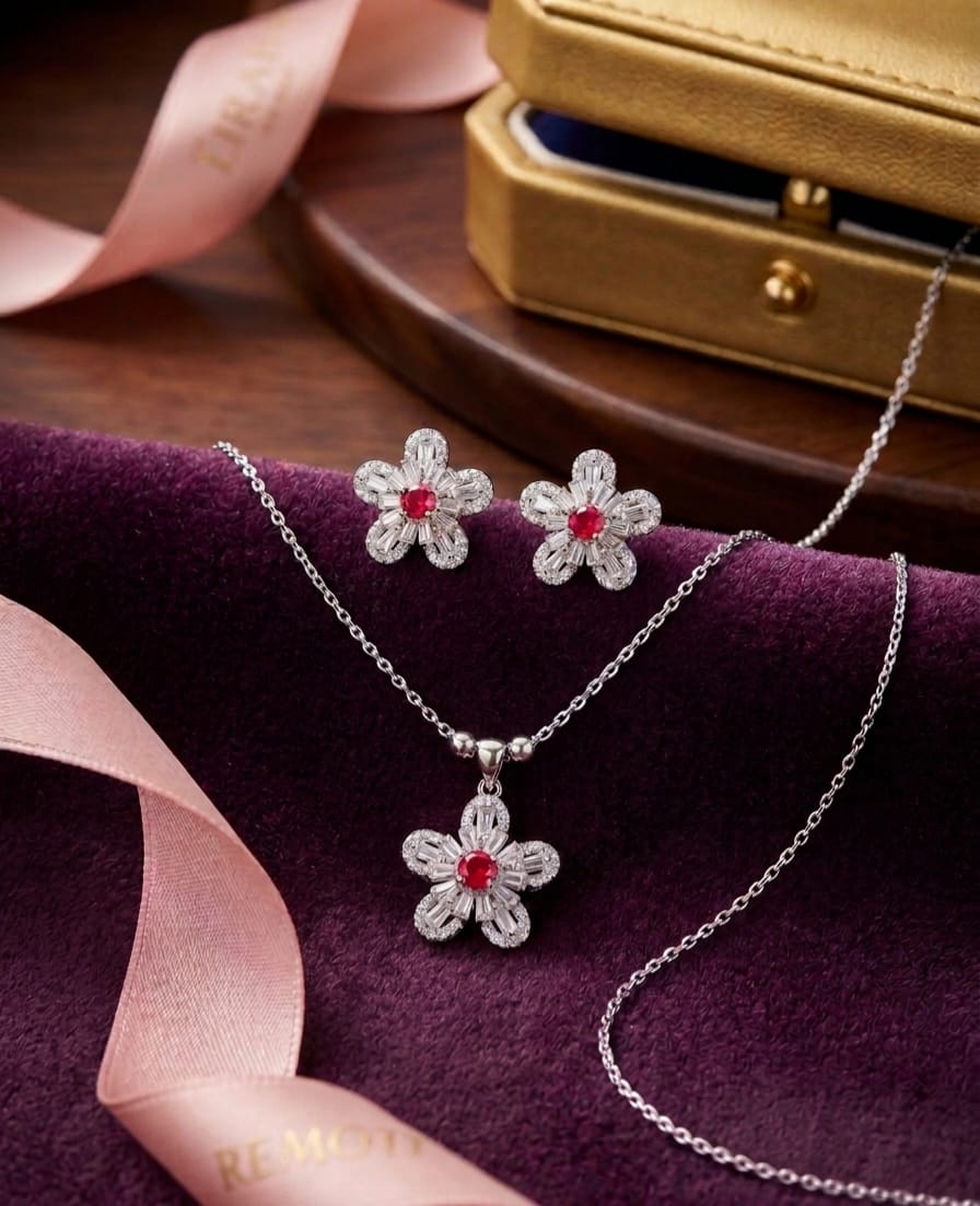 Luxury Geometric Crystal Pendant Set for Women