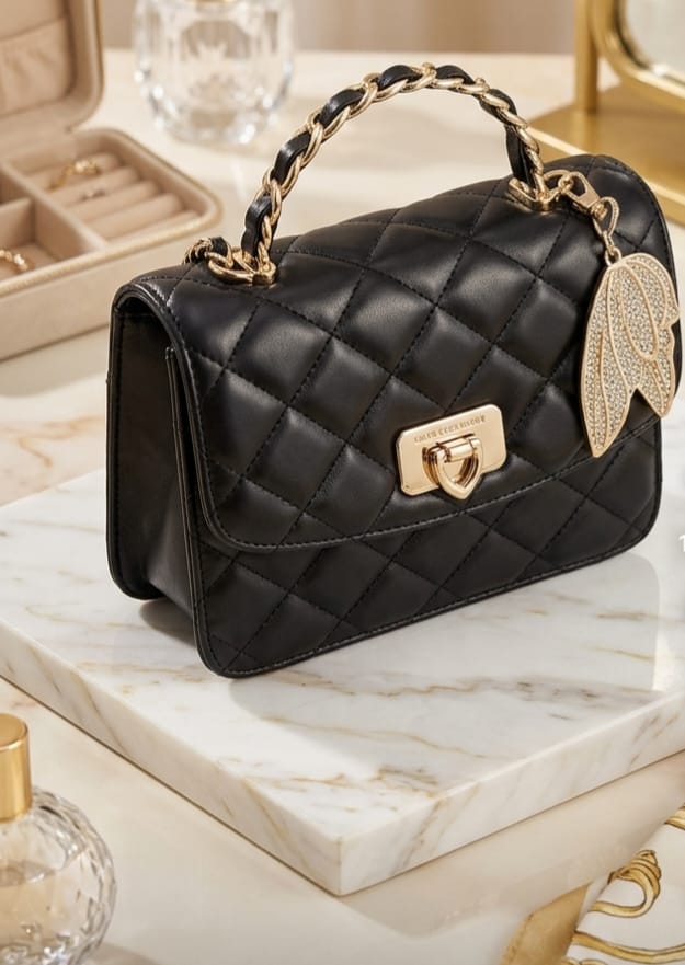 Charles & Keith Style Quilted Mini Handbag for Women– Black