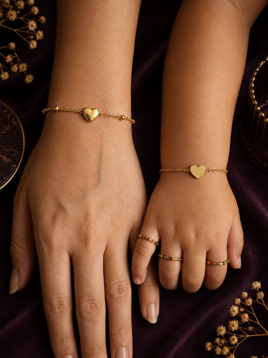 Minimalist Gold Heart Bracelet for Women & Girls/baby/kids