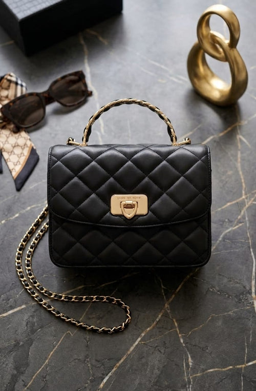 Charles & Keith Style Quilted Mini Handbag for Women– Black