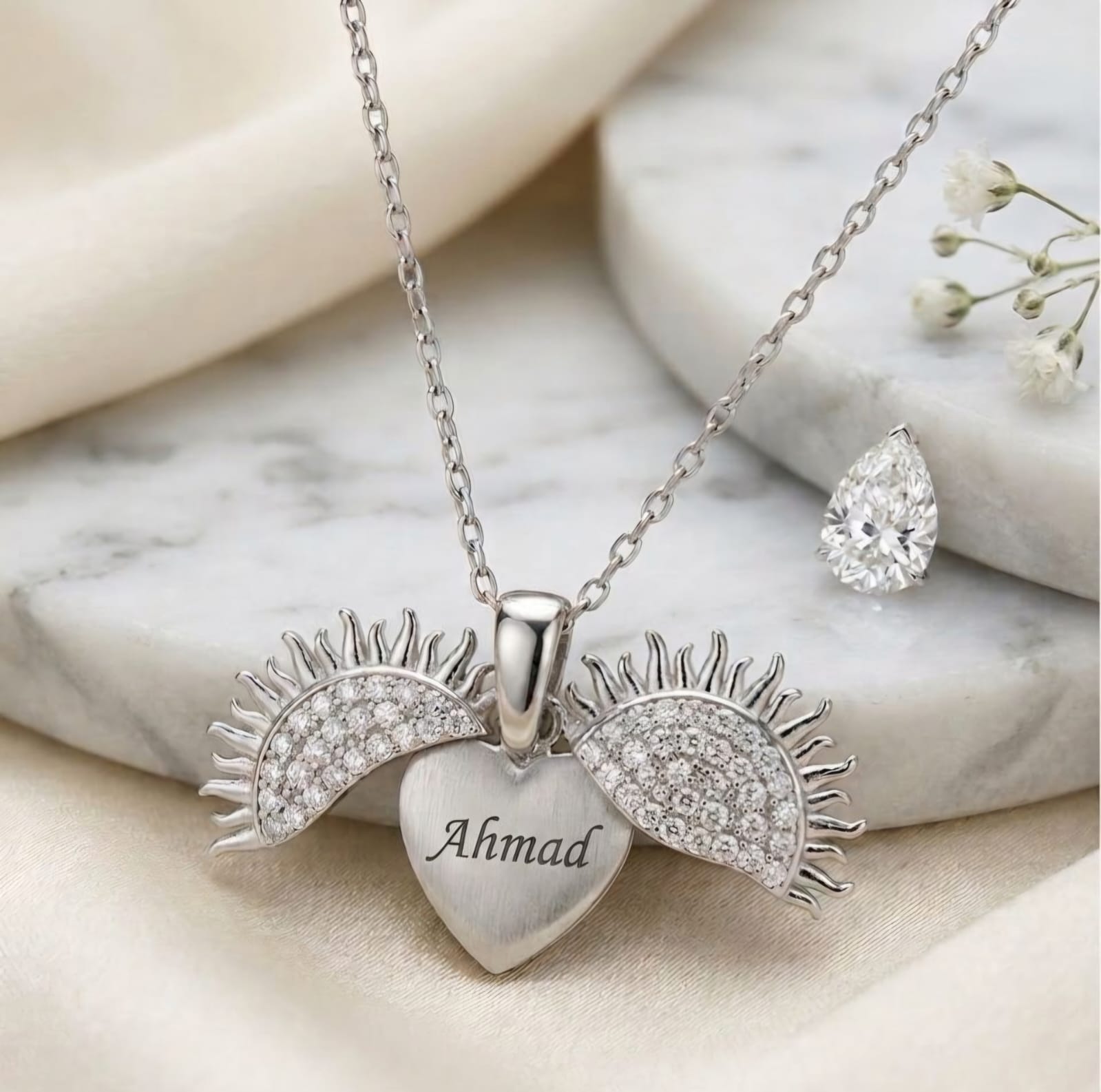 Personalized Custom Name Sun Locket Necklace