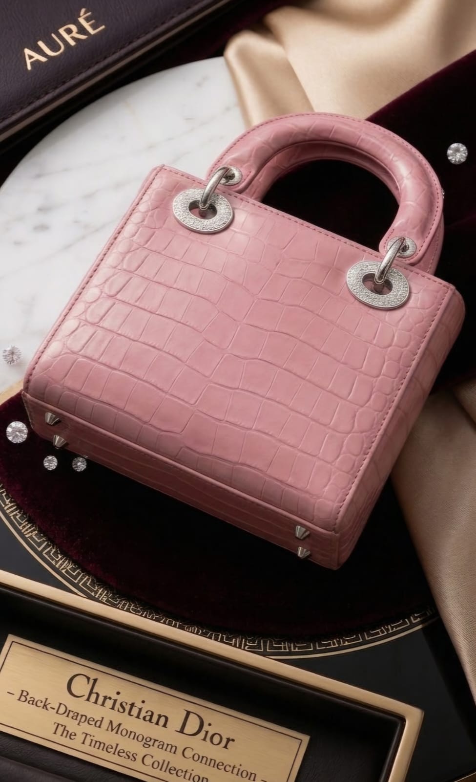 Dior style Premium Crocodile Texture Handbag – Pink